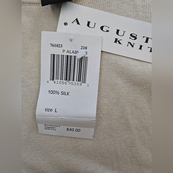 NWT - Silk August Silk Lt. Tan Short Sleeve Knit Top - Size L - Picture 11 of 11